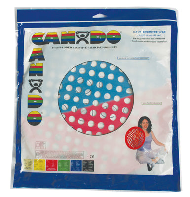 CanDo® Hand Exercise Web - Low Powder - 14 inch Diameter - multi-resistance, Red/Blue