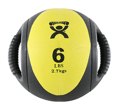 CanDo® Dual-Handle Medicine Ball - 9 in. Diameter - Yellow - 6 lb.