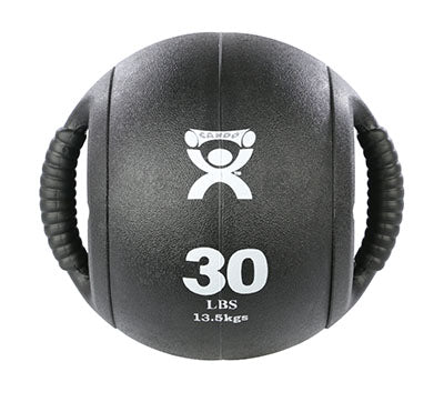 CanDo® Dual-Handle Medicine Ball - 9 in. Diameter - Black - 30 lb.