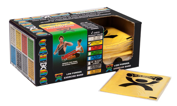 CanDo® Low Powder Pre-cut Exercise Band - box of 40, 4' length - Yellow - x-light