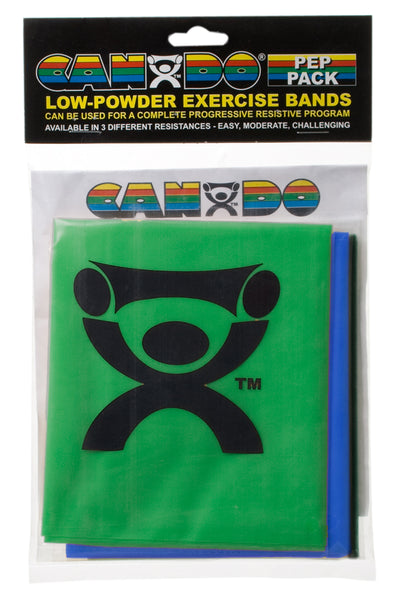CanDoå¨-low-powder-exercise-band-pep-pack---moderate-with-green-blue-and-black-band