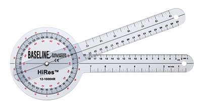 Baseline® Plastic Goniometer - HiRes™ 360 Degree Head - 12 inch Arms