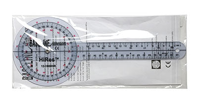 Baseline® Plastic Goniometer - HiRes™ 360 Degree Head - 12 inch Arms