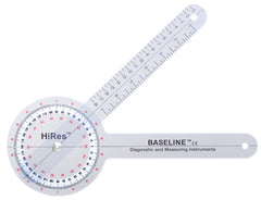 Baseline® Plastic Goniometer - HiRes 360 Degree Head - 12 inch Arms, 25-pack