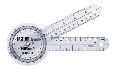 Baseline® Plastic Goniometer - HiRes 360 Degree Head - 8 inch Arms, 25-pack
