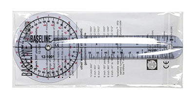 Baseline® Plastic Goniometer - 360 Degree Head - 8 inch Arms, 25-pack