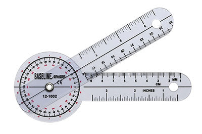 Baseline® Plastic Goniometer - 360 Degree Head - 6 inch Arms, 25-pack