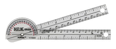 Baseline® Plastic Goniometer - Pocket Style - HiRes 180 Degree Head - 6 inch Arms, 25-pack