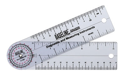 Baseline® Plastic Goniometer - Rulongmeter Style - 360 Degree Head - 6 inch Arms, 25-pack