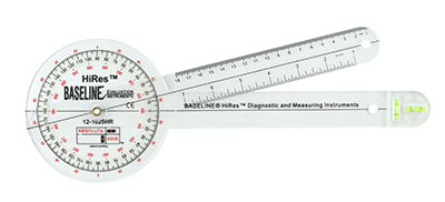 Baseline® Plastic Absolute+Axis® Goniometer - HiRes™ 360 Degree Head - 12 inch Arms, 25-pack