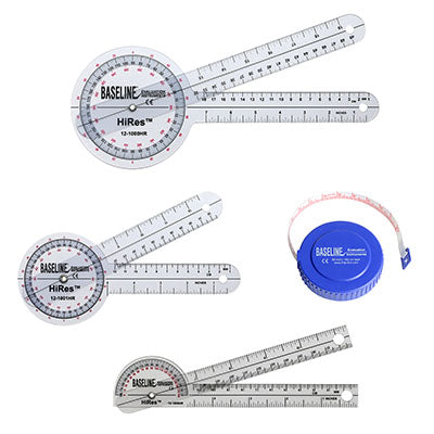 Baseline® Hi-Res Measuring Set (1 ea: 8", 12" 360 goniometer, 6" pocket goniometer, 60" tape)