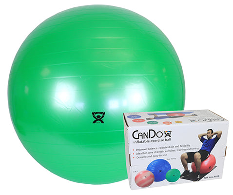 CanDo® Inflatable Exercise Ball - Super Thick - Green - 26 inch, Retail Box