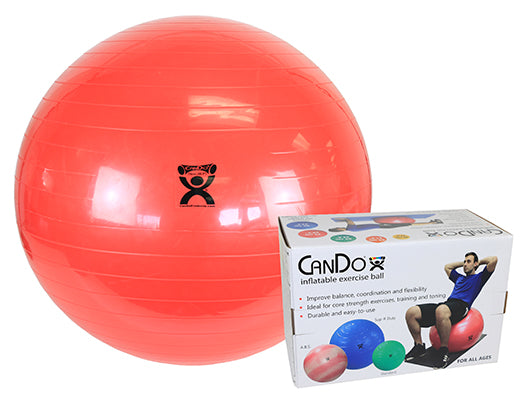 CanDo® Inflatable Exercise Ball - Super Thick - Red - 30 inch, Retail Box
