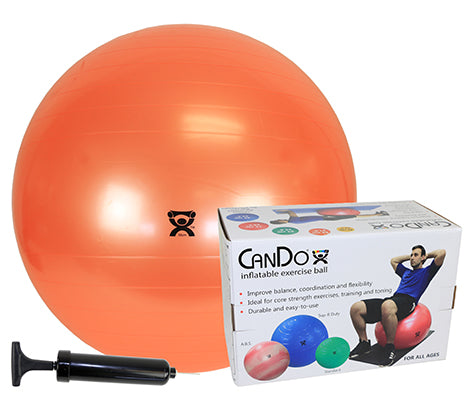 CanDo® Inflatable Exercise Ball - Economy Set - Orange - 22 inch ball, Pump, Retail Box