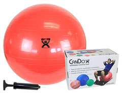 CanDo® Inflatable Exercise Ball - Economy Set - Red - 30 inch ball, Pump, Retail Box