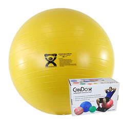 CanDo® Inflatable Exercise Ball - Deluxe ABS Ball - Yellow - 18 inch, Retail Box