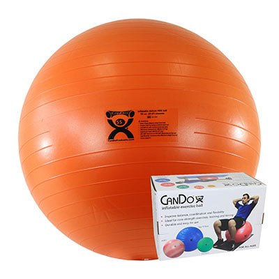 CanDo® Inflatable Exercise Ball - Deluxe ABS Ball - Orange - 22 inch, Retail Box