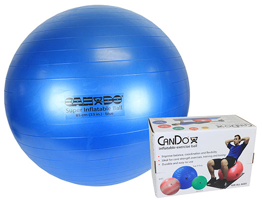 CanDo® Inflatable Exercise Ball - Super Thick - Blue - 34 inch, Retail Box